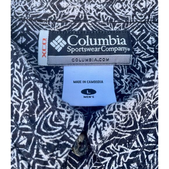 COLUMBIA Short Sleeve Camp Shirt XCO Hawaiian Stripe Collared Men's Black SIZE L - Picture 5 of 9